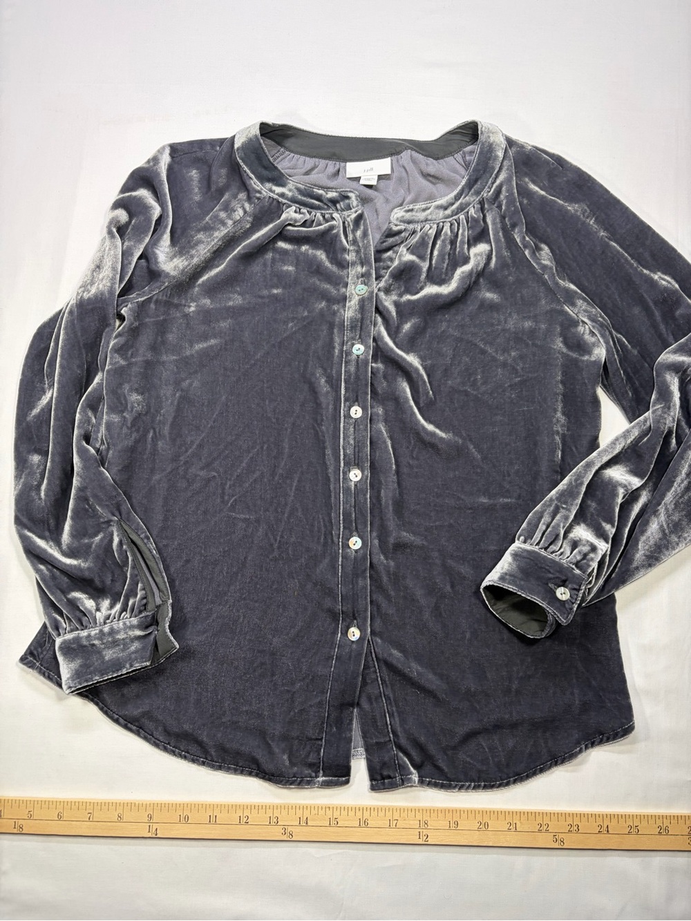 J. Jill Charcoal Velvet Button-Down Shirt